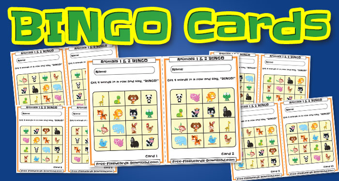animals bingo cards 10sets