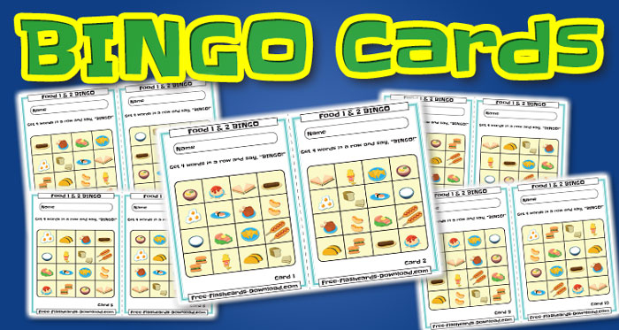 food bingo cards 10sets
