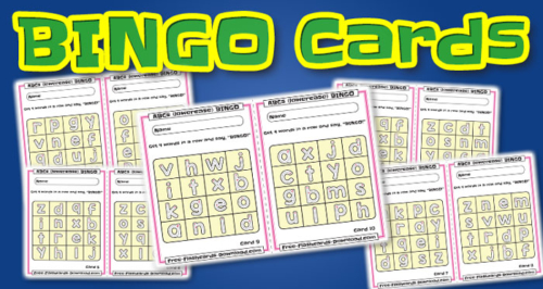 lowercase alphabet bingo cards abc 10sets