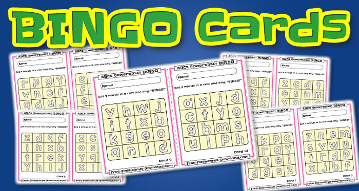 lowercase alphabet bingo cards abc 10sets