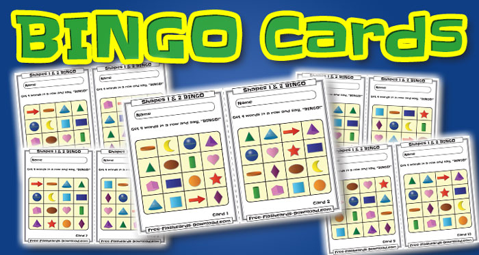 shapes bingo cards 10sets