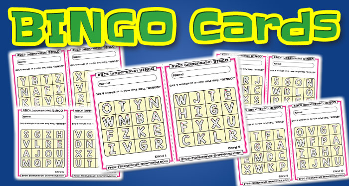 uppercase alphabet bingo cards abc 10sets