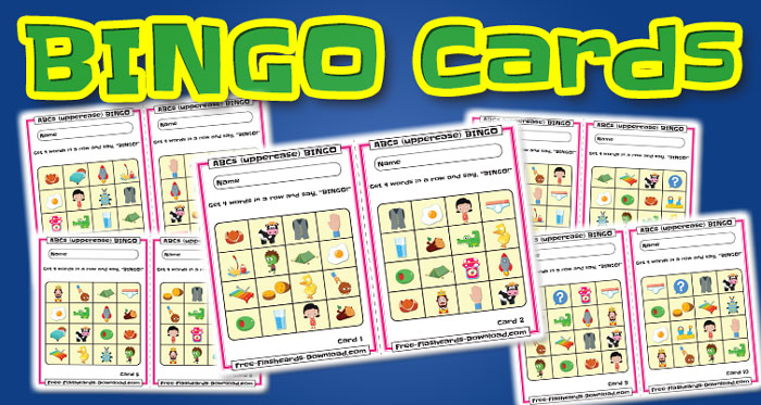 uppercase alphabet bingo cards pics 10sets