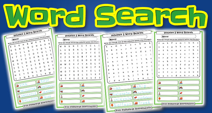 vehicles word search set1