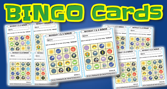 weather bingo cards 10sets