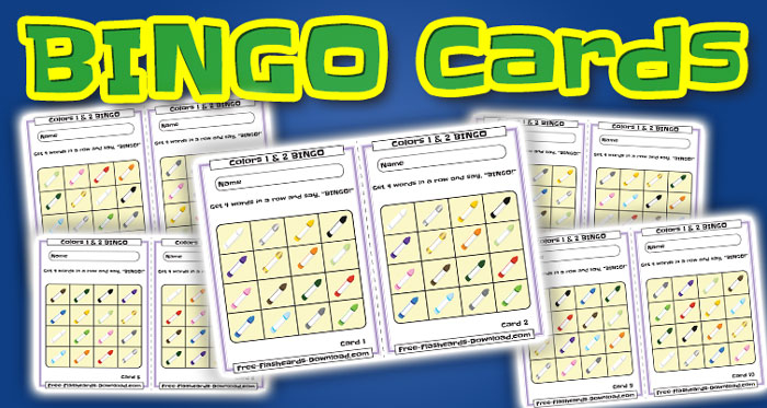 colors bingo cards 10sets