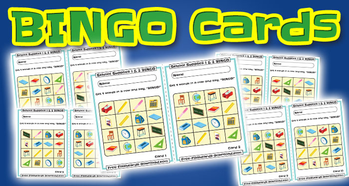 school supplies bingo cards 10sets