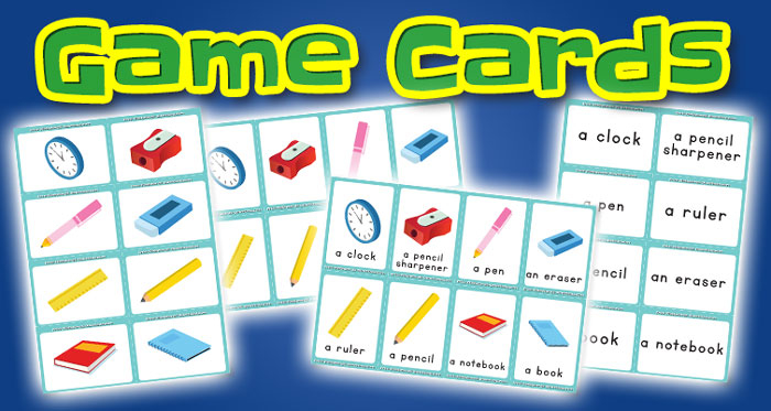 school supplies game cards set1