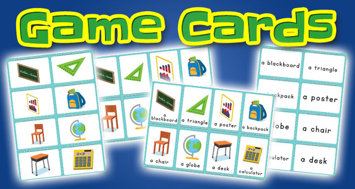 school supplies game cards set2