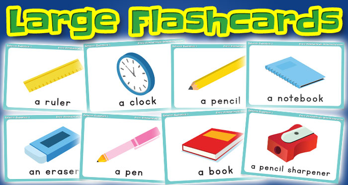 School Supplies Flashcards, Games, and Worksheets