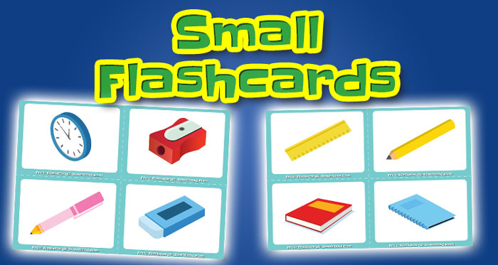 school supplies small flashcards set1