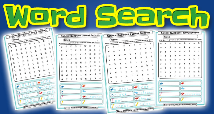 school supplies word search set1
