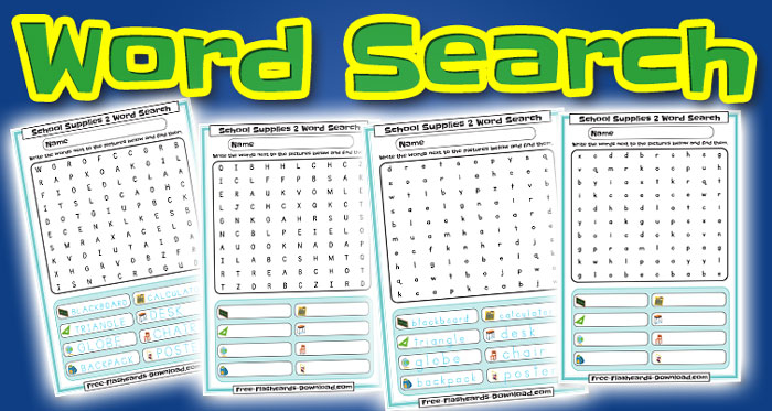 school supplies word search set2